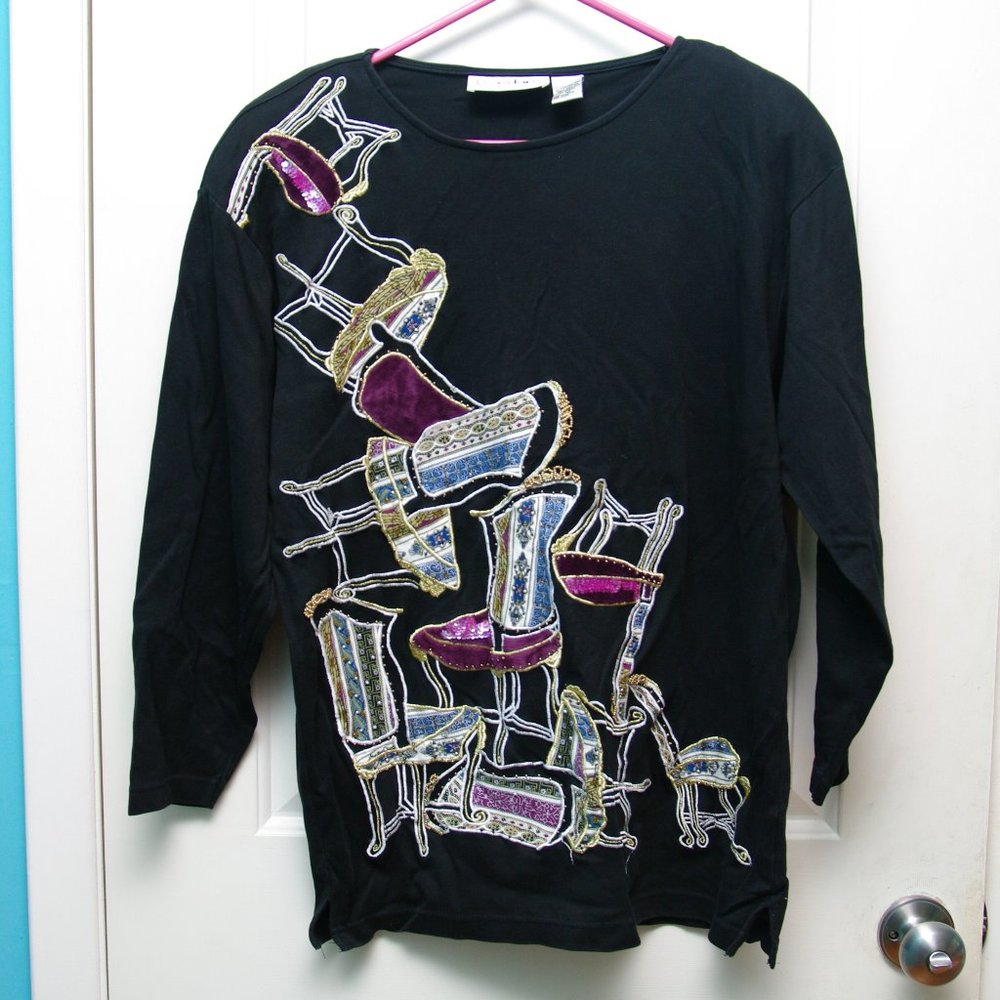 Victorian Chairs Stacked 90s wearable art shirt